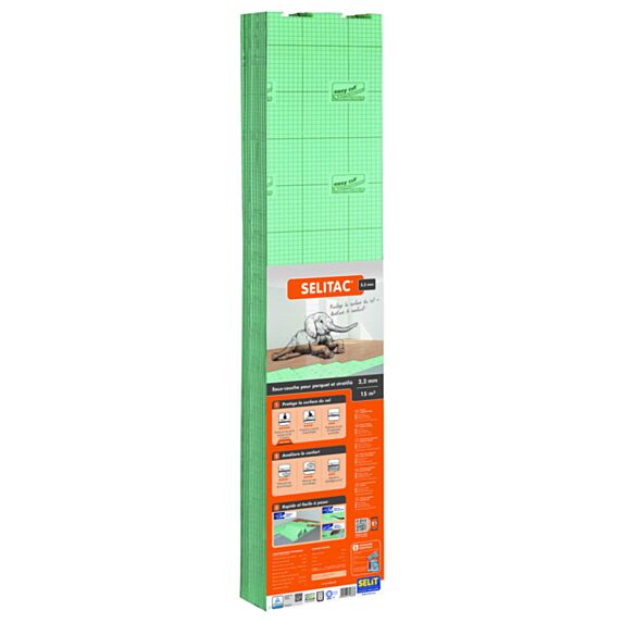 Sous couche pour parquet et stratifié Selitac 2,2mm 125x25x10,5cm 15m² - NMC