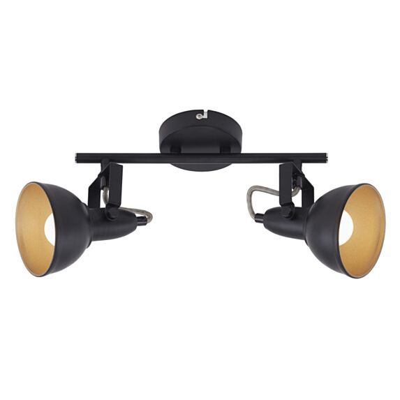 Plafonnier 2 spots rotatifs métal / noir-doré