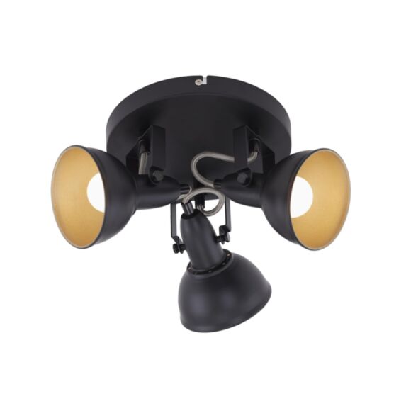 Plafonnier 3 spots rotatifs métal noir/doré