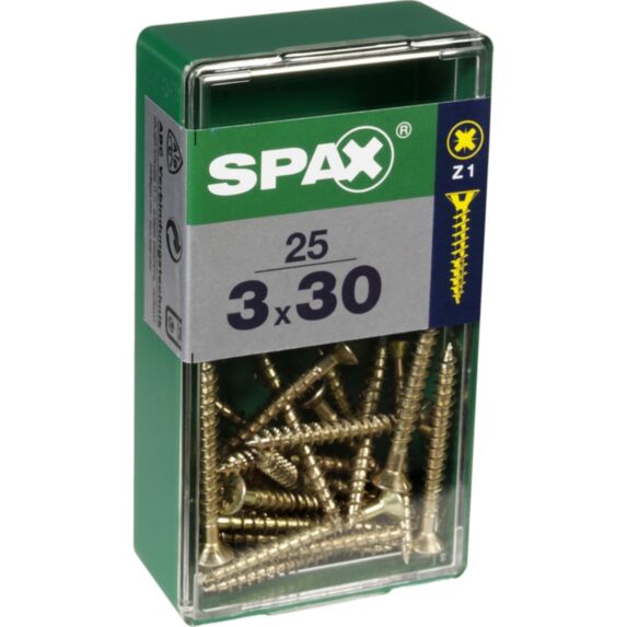 25 vis 3x30 tête fraisée empreinte PZ1 jaune SPAX