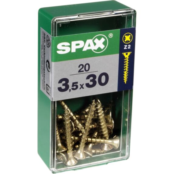 20 vis 3,5x30 tête fraisée empreinte PZ2 jaune SPAX