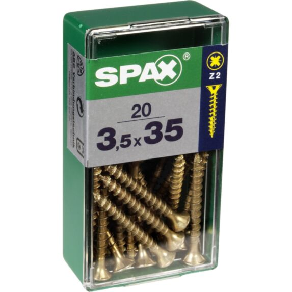 20 vis 3,5x35 tête fraisée empreinte PZ2 jaune SPAX