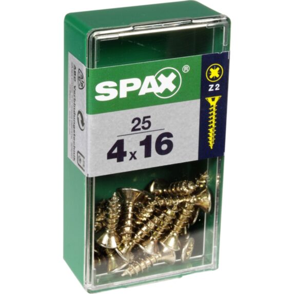 25 vis 4x16 tête fraisée empreinte PZ2 jaune SPAX