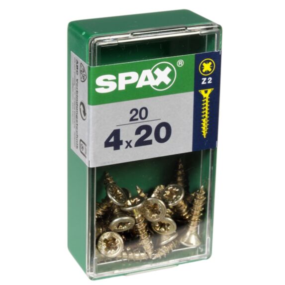 20 vis 4x20 tête fraisée empreinte PZ2 jaune SPAX