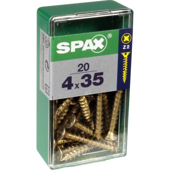 20 vis 4x35 tête fraisée empreinte PZ2 jaune SPAX