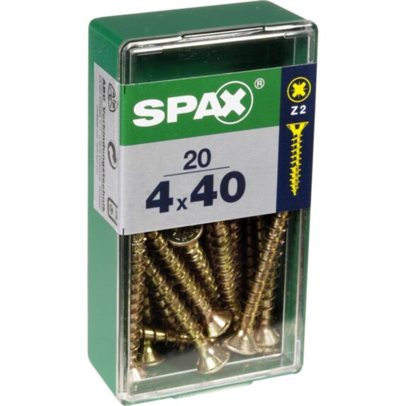 20 vis 4x40 tête fraisée empreinte PZ2 jaune SPAX
