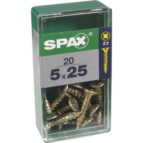 20 vis 5x25 tête fraisée empreinte PZ2 jaune SPAX