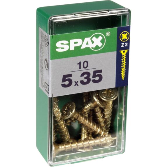 10 vis 5x35 tête fraisée empreinte PZ2 jaune SPAX