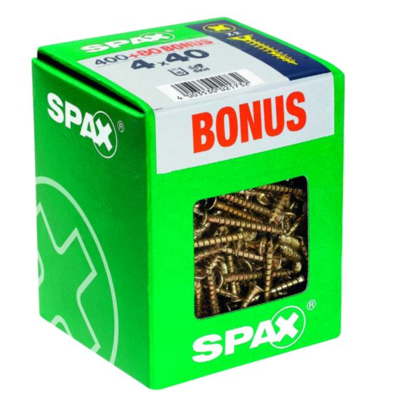 400 vis 4x40 tête fraisée empreinte PZ2 jaune SPAX