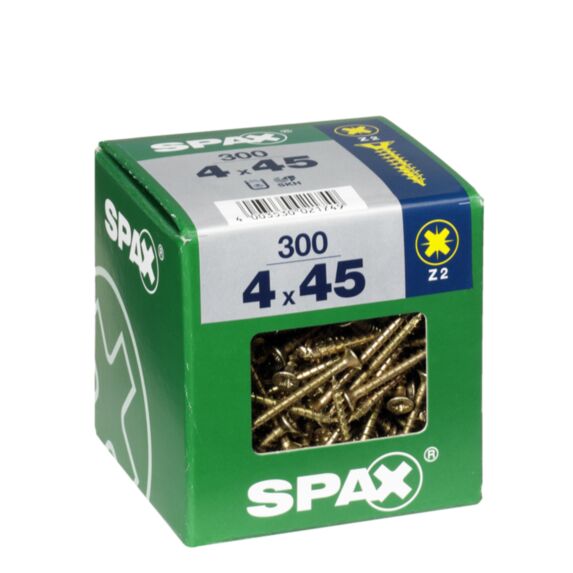 300 vis 4x45 tête fraisée empreinte PZ2 jaune SPAX