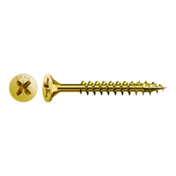 25 vis 5x40 tête fraisée empreinte PZ2 jaune SPAX