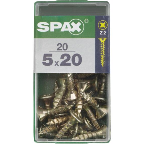 20 vis 5x20 tête fraisée empreinte PZ2 jaune SPAX