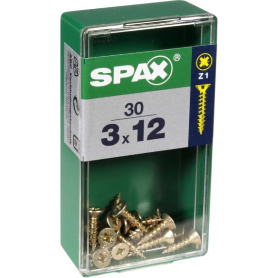 30 vis 3x12 tête fraisée empreinte PZ1 jaune SPAX
