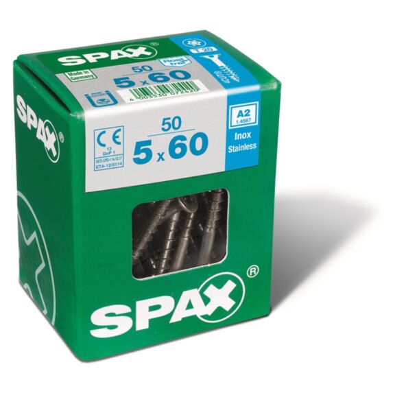 50 vis 5x60 tête fraisée empreinte t-star+ T20 inoxA2 SPAX