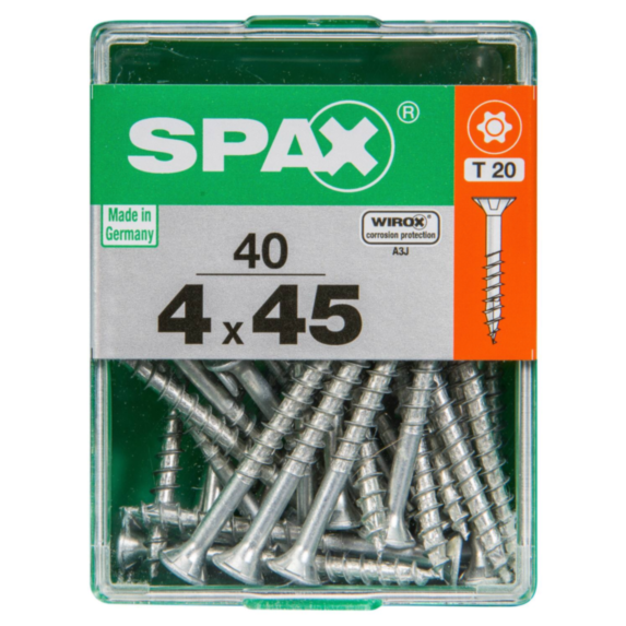 40 vis 4x45 tête fraisée empreinte t-star+ T20 gris SPAX