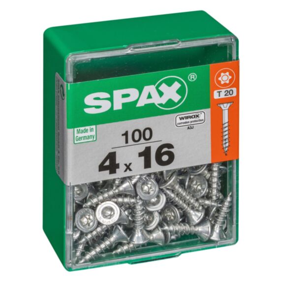 100 vis 4x16 tête fraisée empreinte t-star+ T20 gris SPAX