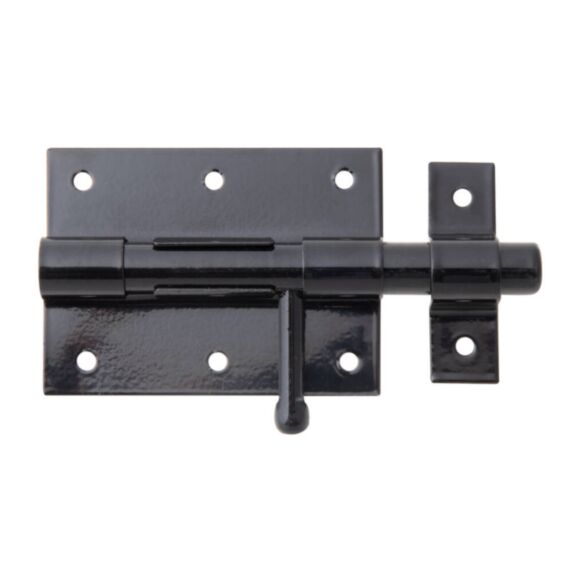 Verrou de box bouton + gâche attachée Ø13,5mm 6,7x13cm noir - ALBERTS