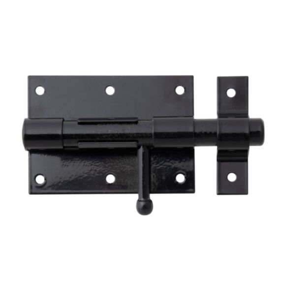 Verrou de box bouton + gâche attachée Ø15,5mm 6,7x13,5cm plastifié noir - ALBERTS