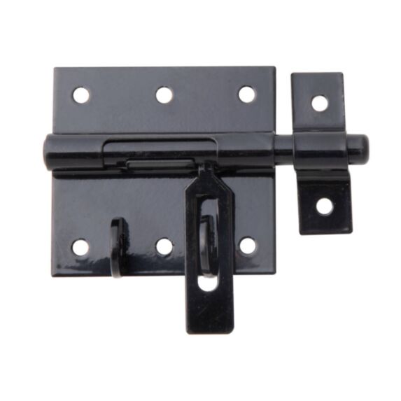 Verrou de box poignée plate + gâche attachée Ø9,5mm 6,7x10cm noir - ALBERTS