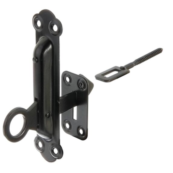 Arrêt de volet + platine de fixation + trous de vis fraisés Ø5mm 15x3,7cm noir - ALBERTS