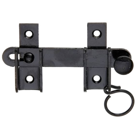 Fermeture de volet fléau + dispositif d'arrêt + trous de vis fraisés Ø6mm 6,5x1,8x12cm noir - ALBERTS