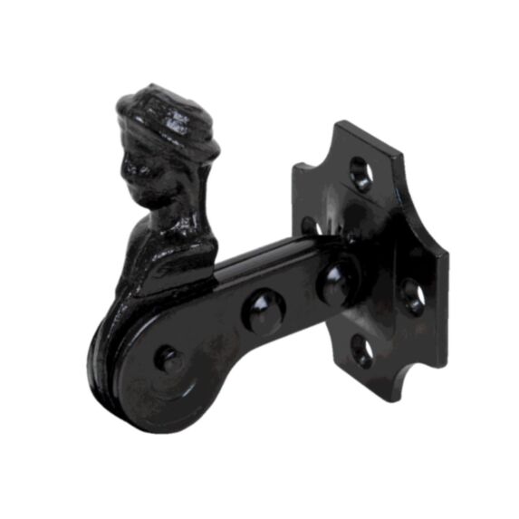 Arrêt de volet tête bergère acier brut plastifiée noire 50x55mm - ALBERTS