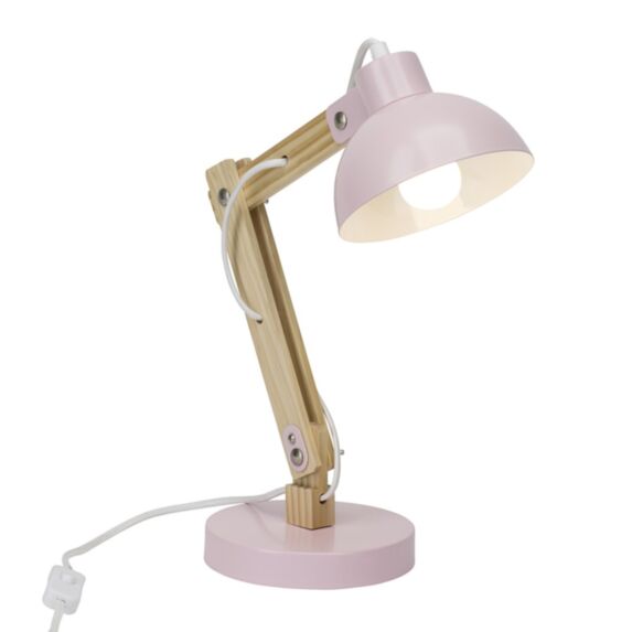 Lampe à poser rose métal bois MODA - BRILLIANT