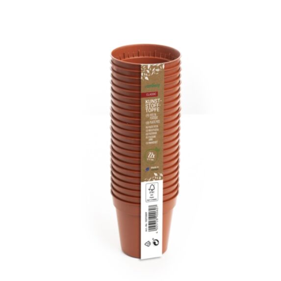 22 pots en plastique 6 cm rond rouge - ROMBERG