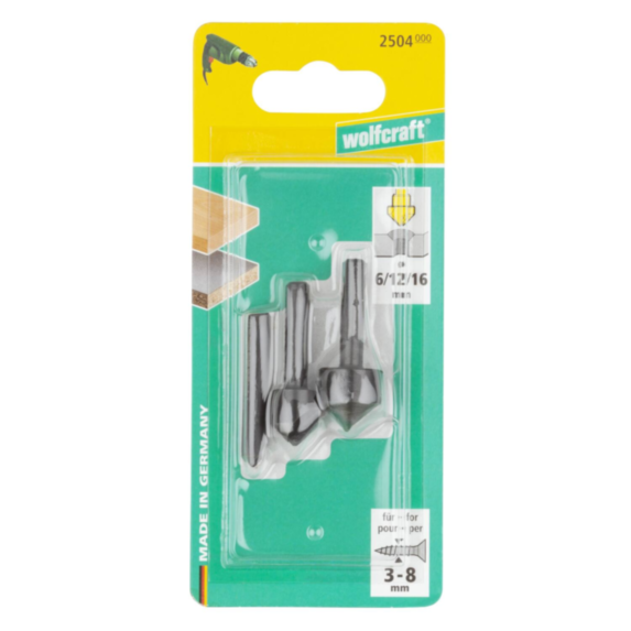 Fraisoirs angle 45° WS ø 6, 12, 16mm - WOLFCRAFT