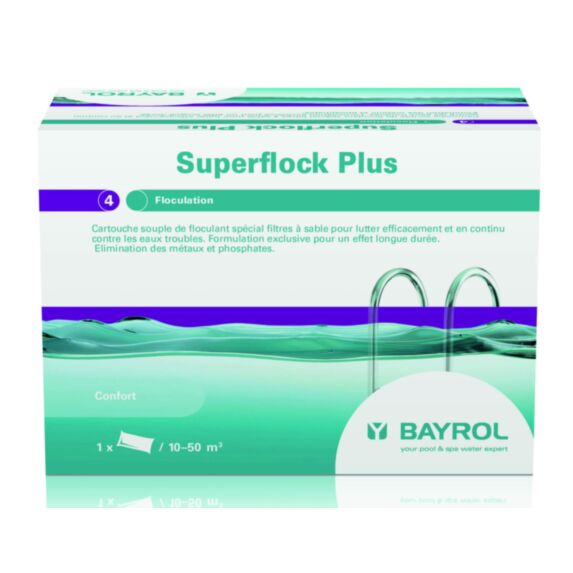Cartouche floculant Superflock Plus traitement piscine 1kg - BAYROL
