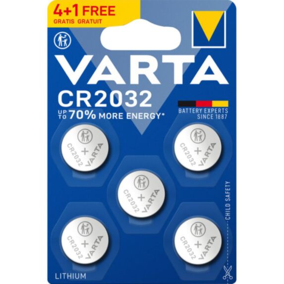 Pile CR2032 Lithium 3V 4+1 gratuite - VARTA