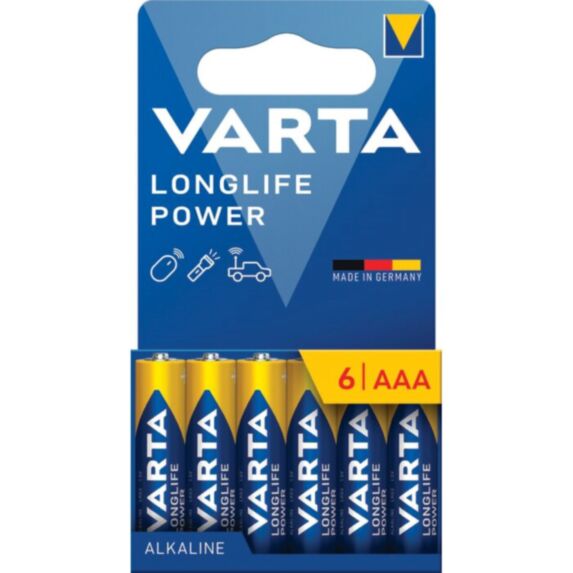 6 Piles alcaline Longlife Power LR03/AAA - VARTA