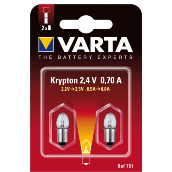 Ampoule krypton culot lisse 2,4V 0,75A - VARTA