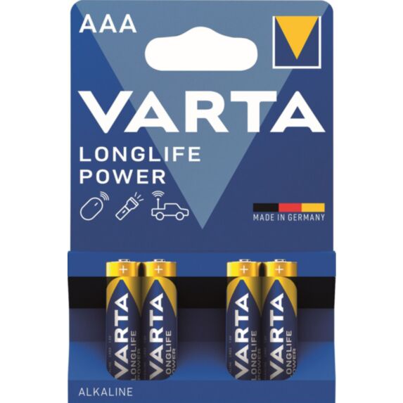 4 piles alcalines Longlife Power 4903 AAA - VARTA