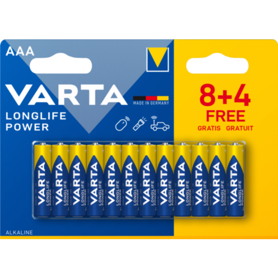 12 piles Longlife Power 4903 AAA (8+4G) - VARTA