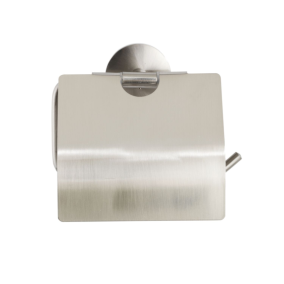 Porte-papier toilette avec couvercle Cuba inox chromé mat - WENKO