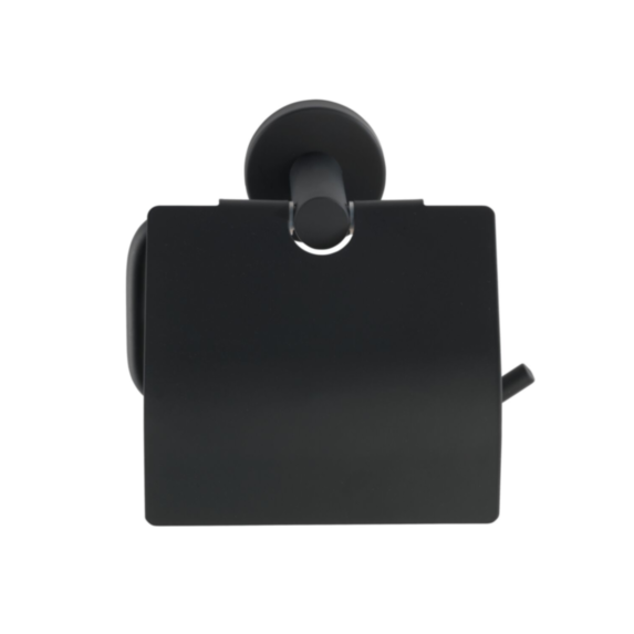 Porte-papier toilette avec couvercle Bosio inox noir mat - WENKO