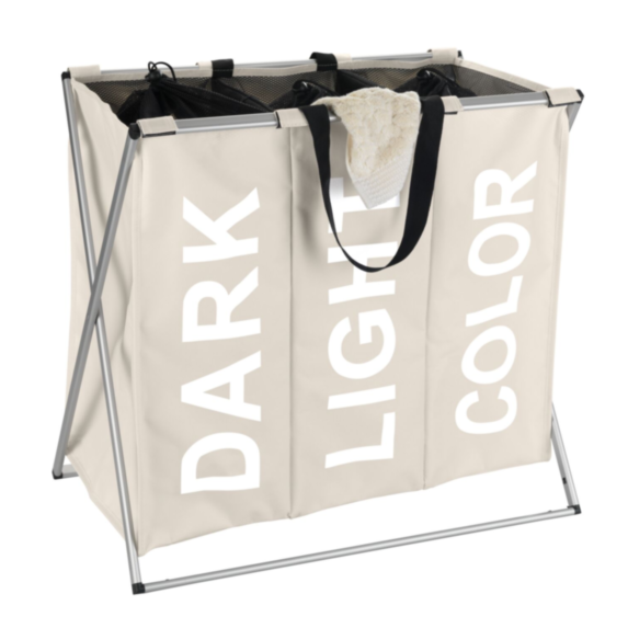 panier à linge trio beige polyester/alu. 130 l - WENKO
