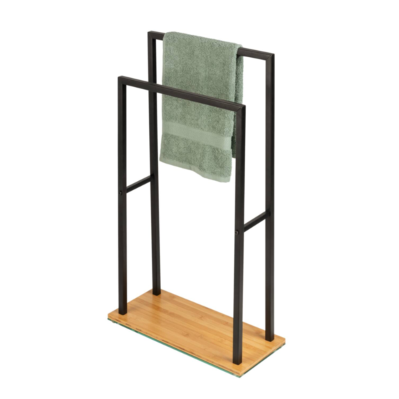 Porte-serviettes Bambusa acier/bambou noir/naturel