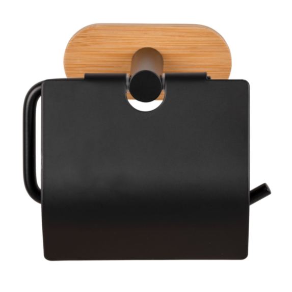 Porte papier toilette Orea inox vernis noir mat et bambou - WENKO