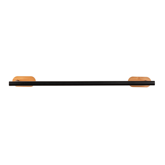 Porte-serviette adhésif Orea noir/bambou 60cm - WENKO