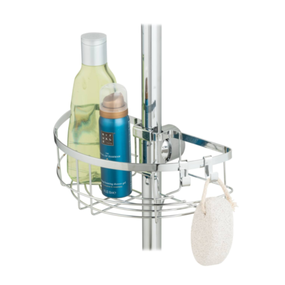 Valet pour barre douche Floresta rond ABS argent brillant