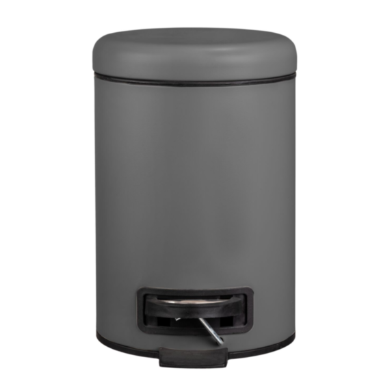 Poubelle de salle de bain à pédale Leman Easy Close 3L gris mat - WENKO