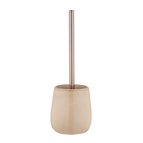 Brosse WC Sirmione céramique beige avec couvercle plastique noir - WENKO