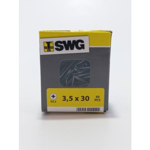 Vis bois et panneaux, tête fraisée, PZ, 3,5 x 30, filetage total, acier zingué