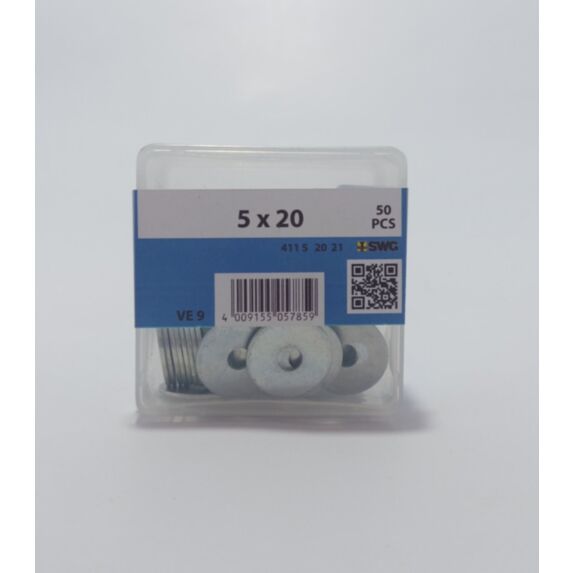 Rondelle carrossier, 5 x 20, acier zingué