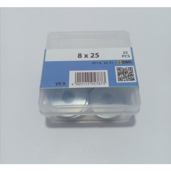 Rondelle carrossier, 8 x 25, acier zingué