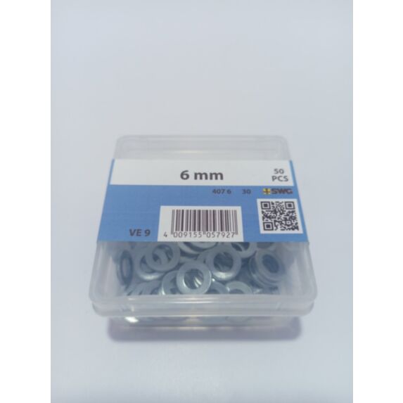 Rondelle 6 mm, acier zingué, DIN 125