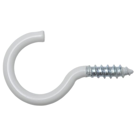 Crochet fil à linge Revêtement plastique blanc acier 65 mm blanc