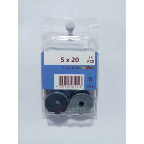 Rondelle carrossier, 5 x 20, acier zingué